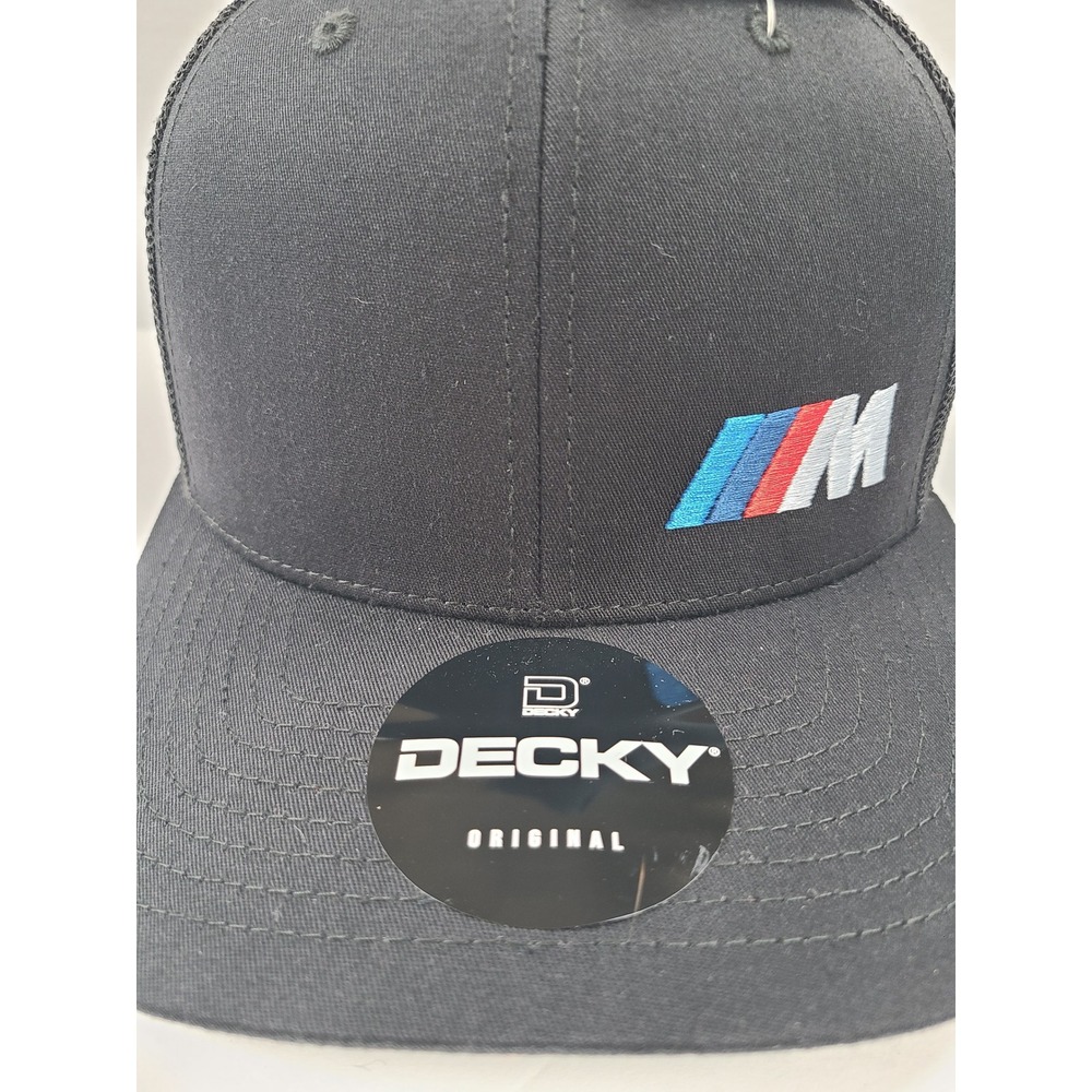 BMW M Series Logo Decky Black Trucker Hat Snapback Mesh Racing Cap 6021-1BLK NEW